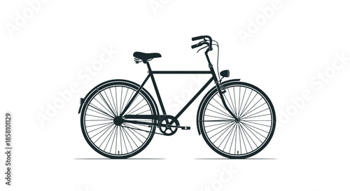Classic Black Bicycle with Fenders and Upright Handlebars.