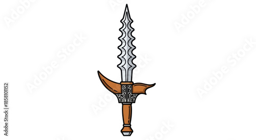 Detailed Illustration of a Medieval Sword with Ornate Hilt.