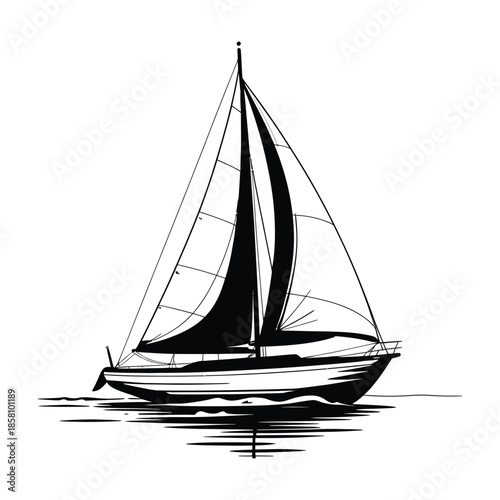 sailing ship on white background