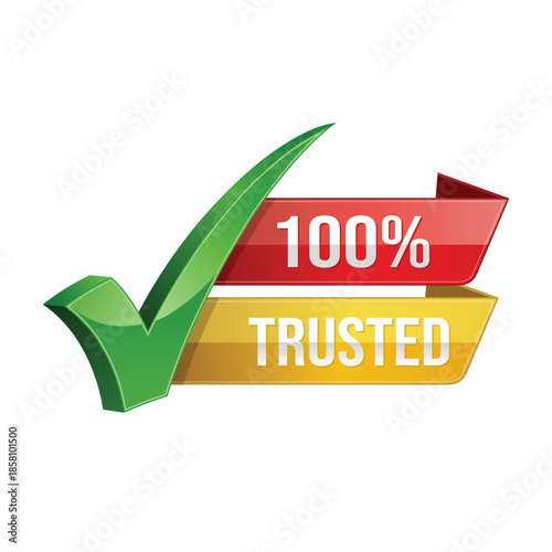100% trusted checkmark and badge Vector