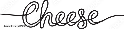 Continuous line drawing calligraphy text or typography for Cheese lover day, vector outline