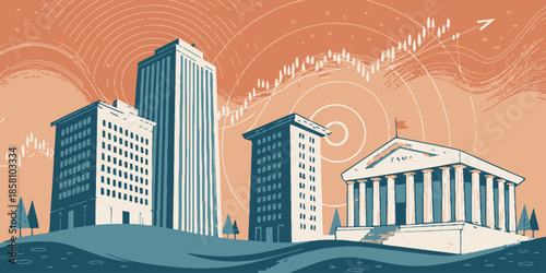 Financial Stability and Wealth Management Illustration Featuring Solid Business Foundations and Sustainable Economic Growth