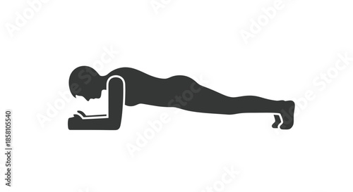 Silhouette of a Person Performing a Plank Exercise.