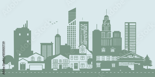 Property Management and Residential Real Estate Portfolio Collection Illustration