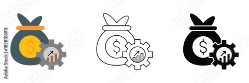 Conceptual icon representing wealth management, financial growth, and strategic investment optimization through data analysis and business process settings