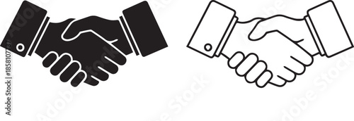 A vector illustration of a handshake symbolizing business partnership agreement and cooperation