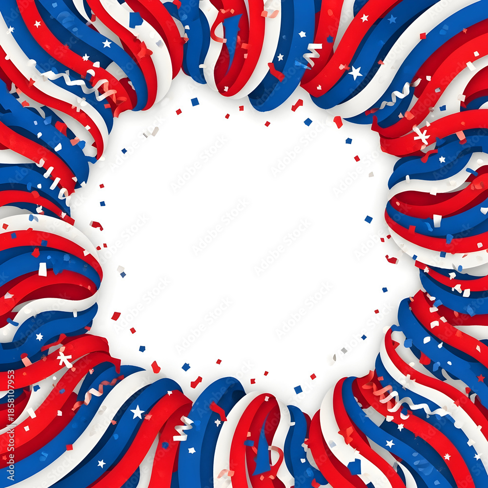 Obraz premium Patriotic red white and blue swirl border design