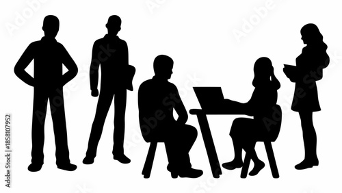 Business team collaborating in modern office setting together