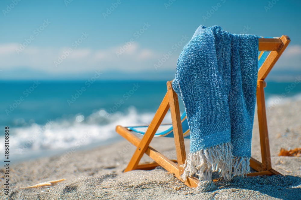 Fototapeta premium Beach chair with towel