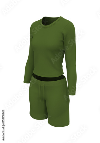 Women’s Slim Fit Long Sleeve T-Shirt and Drawstring Shorts Active Set	
