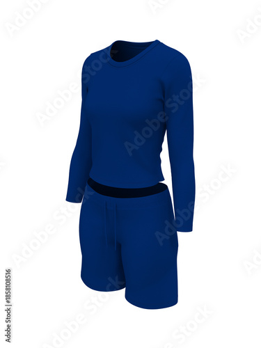 Women’s Slim Fit Long Sleeve T-Shirt and Drawstring Shorts Active Set	
