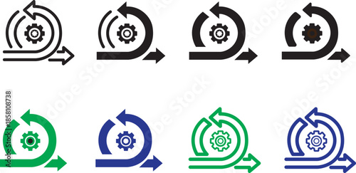 Agile vector icons set  .Agile Approach Icons Set Vector Multiple Style