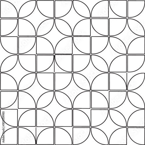 Rounded arc seamless geometric line pattern eps