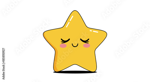Calm sleeping star character with closed eyes and a gentle smile for nursery wallpapers, bedtime stories, and baby shower cards.