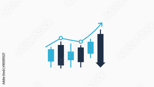 candlestick chart icon, bullish and bearish movement