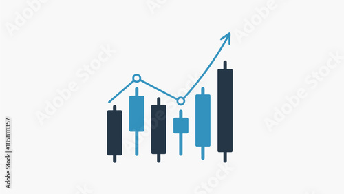 candlestick chart icon, bullish and bearish movement
