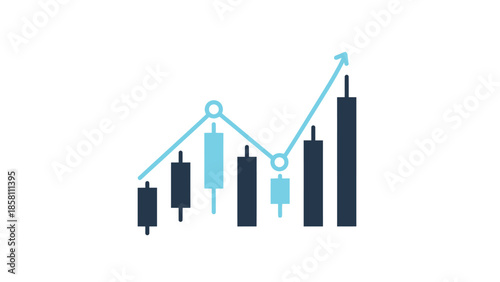 candlestick chart icon, bullish and bearish movement