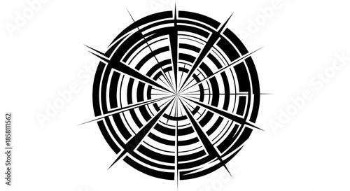 Black and White Compass Graphic Illustration.