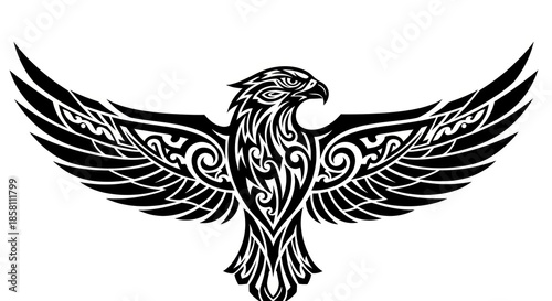 Black and White Eagle Illustration.