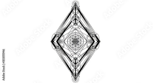 Black and White Geometric Diamond Shape.