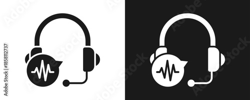 Remote Assistance Icon Set Glyph In White And Black Background