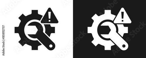 Troubleshooting Icon Set Glyph In White And Black Background