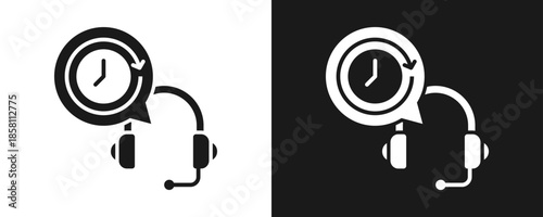 Helpline Icon Set Glyph In White And Black Background