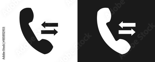 Phone Call Icon Set Glyph In White And Black Background