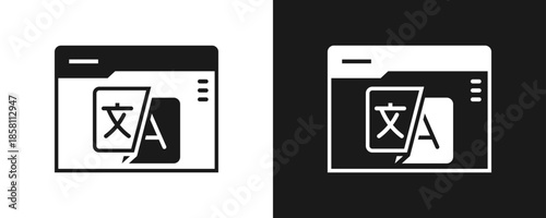 Translate Icon Set Glyph In White And Black Background