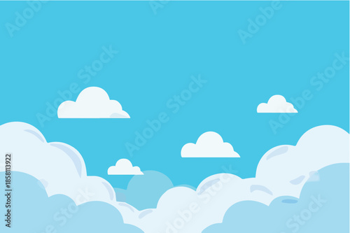 Bright Blue Sky Background with Soft White Clouds Vector Illustration for Summer Nature Theme