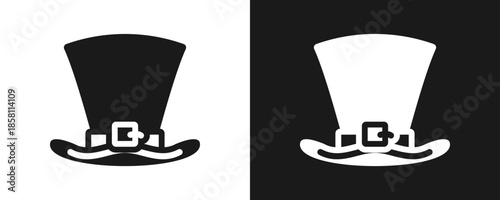 Hat Icon Set Glyph In White And Black Background