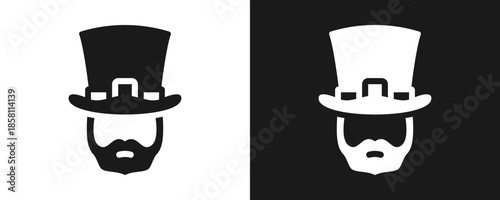 Leprechaun Icon Set Glyph In White And Black Background