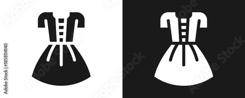 Dress Icon Set Glyph In White And Black Background
