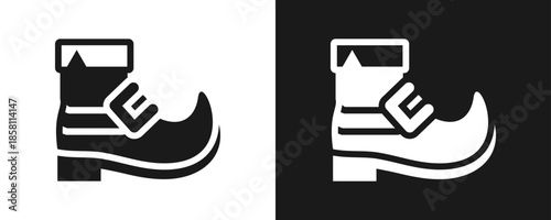 Shoe Icon Set Glyph In White And Black Background