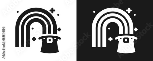 Rainbow Icon Set Glyph In White And Black Background