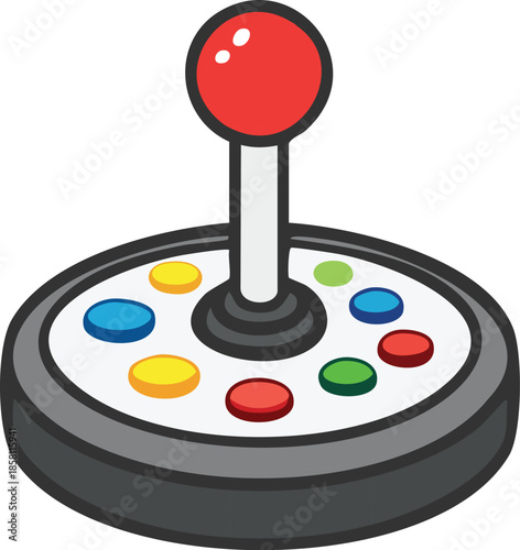Retro arcade joystick with colorful buttons, a classic gaming controller for immersive entertainment