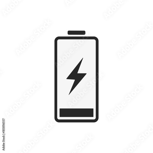 Battery charging icon with lightning bolt symbol.