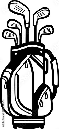 Golf Bag and Clubs Silhouette Vector Illustration