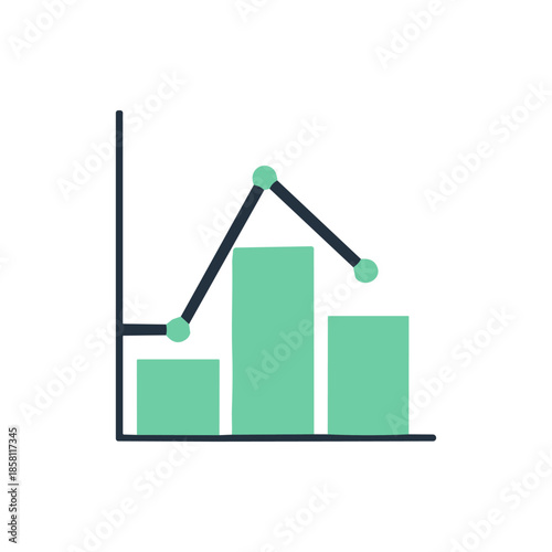 Data visualization combining bar chart and line graph for statistical analysis.