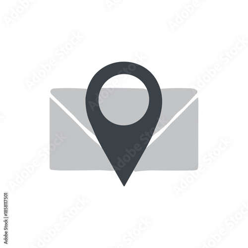 Email and Location Pin Icon Representing Digital Address.