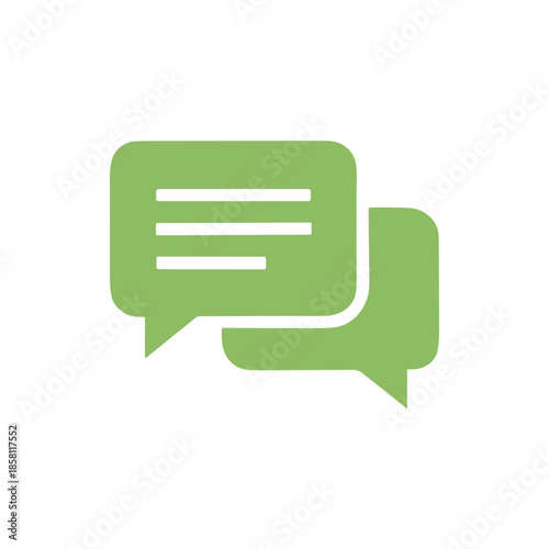 Green speech bubbles icon representing digital communication and online chat.