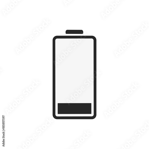 Low battery charge indicator icon on a white background.