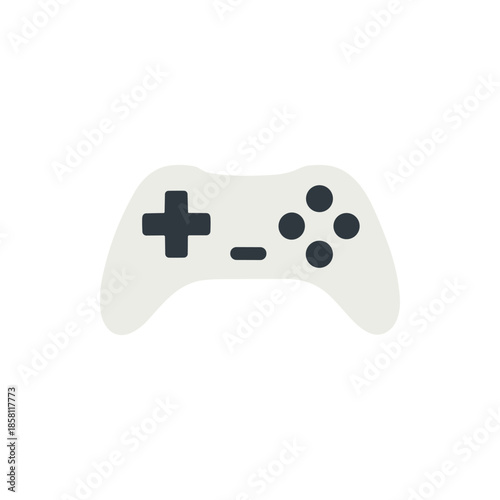 Minimalist White Game Controller Icon on a Clean Background.