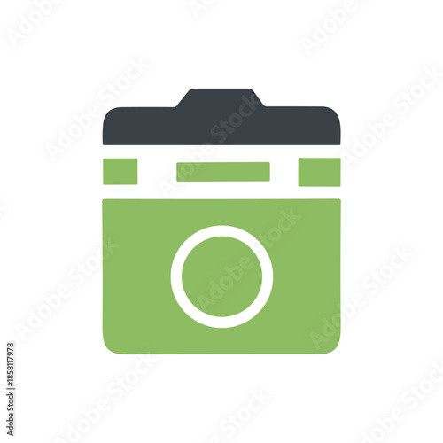 Modern minimalist camera icon illustration for digital media and photography concepts.