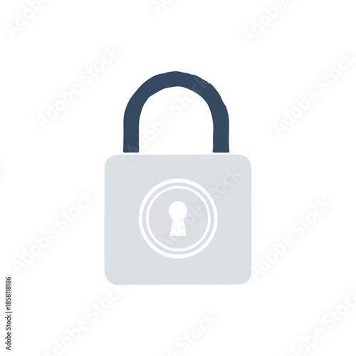 Simple flat design illustration of a secure padlock icon.