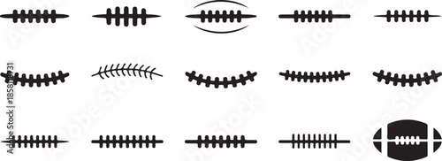 Set of black and white football laces isolated