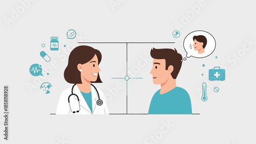 Doctor consulting with patient in a telemedicine session