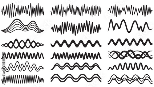 Abstractwaveformsandsoundwavepatternsvectorcollectionisolated