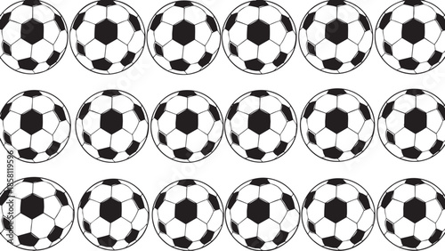 Classic black and white soccer balls seamless pattern design
