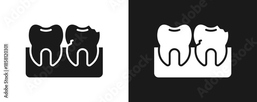Dental Irregularities Icon Set Glyph In White And Black Background